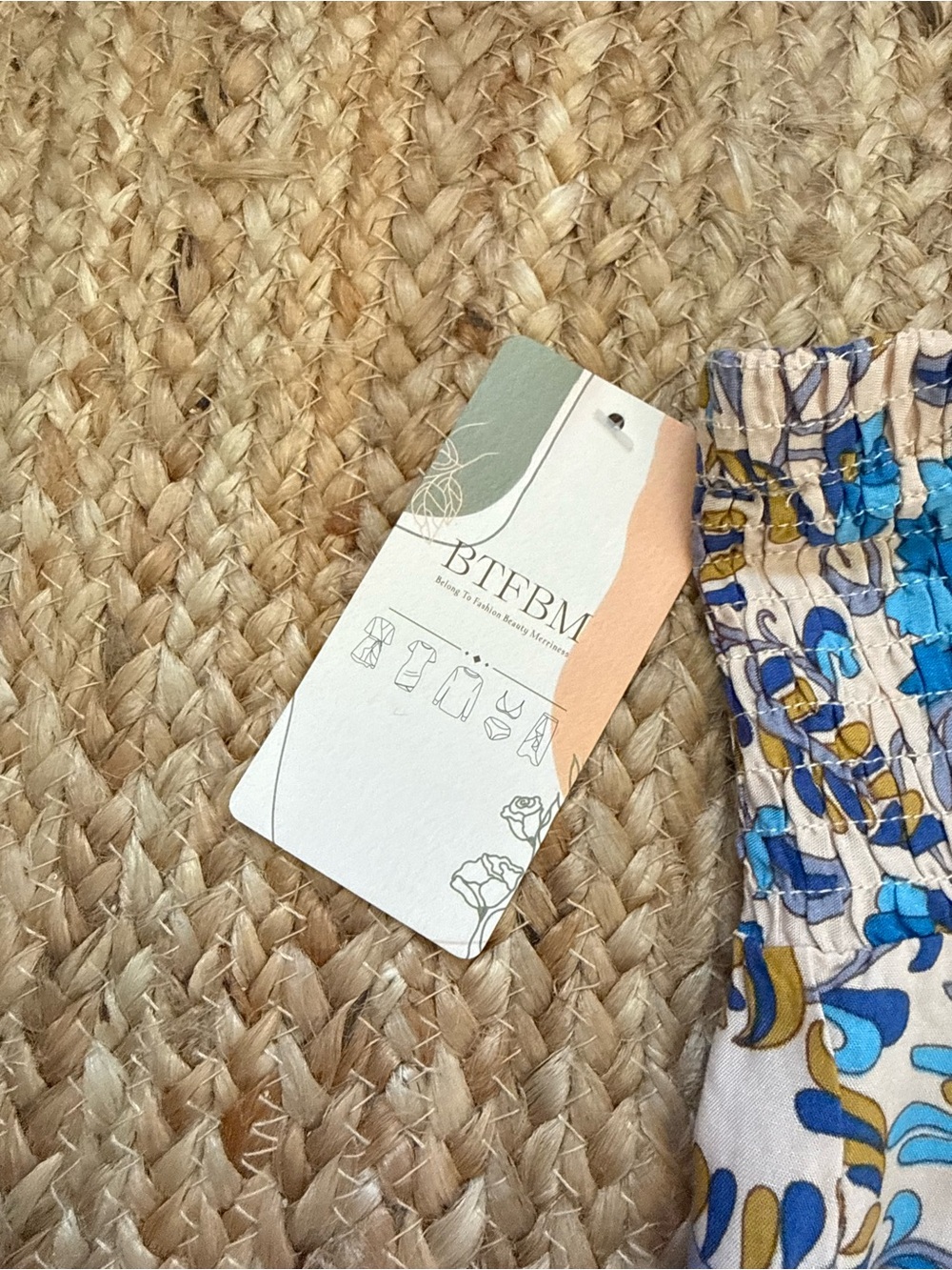 BTFBM Floral Blue Maxi Skirt with Border Trim - Women - Picture 5 of 7